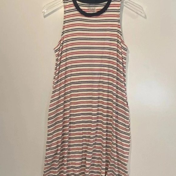 Time and Tru Red White Blue Striped Knit Dress Pockets Womens Small (1215) - Picture 2 of 6